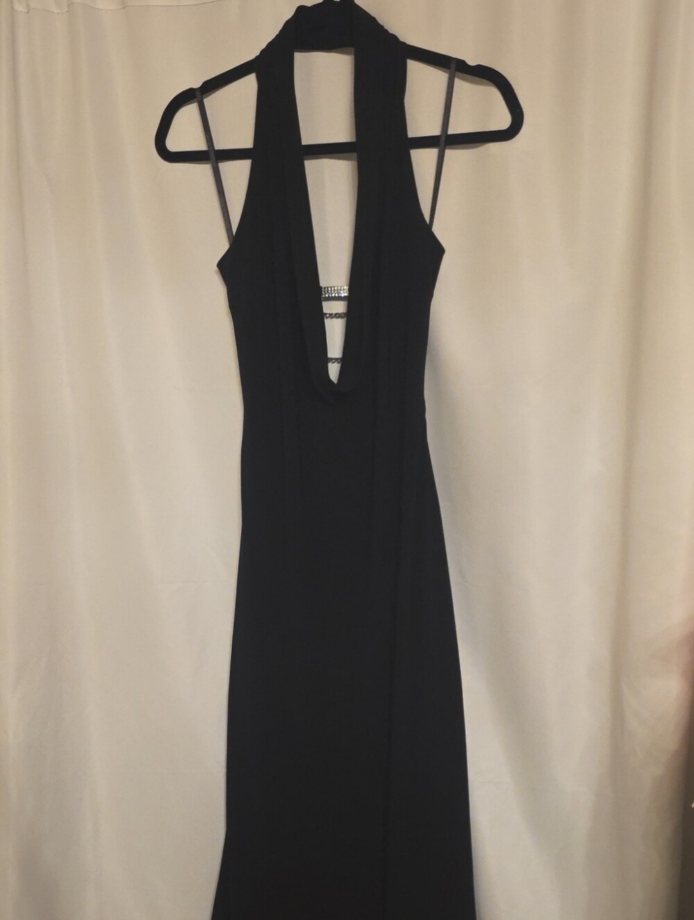 Betsy & Adam Super Elegant Black Backless Halter Maxi Dress Size 8
